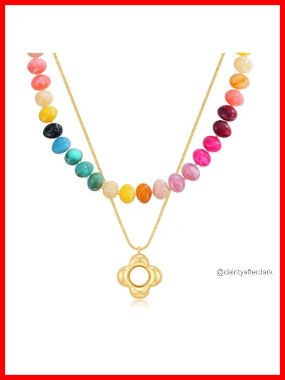 Chunky Beaded Necklace Set with Gold Pendant